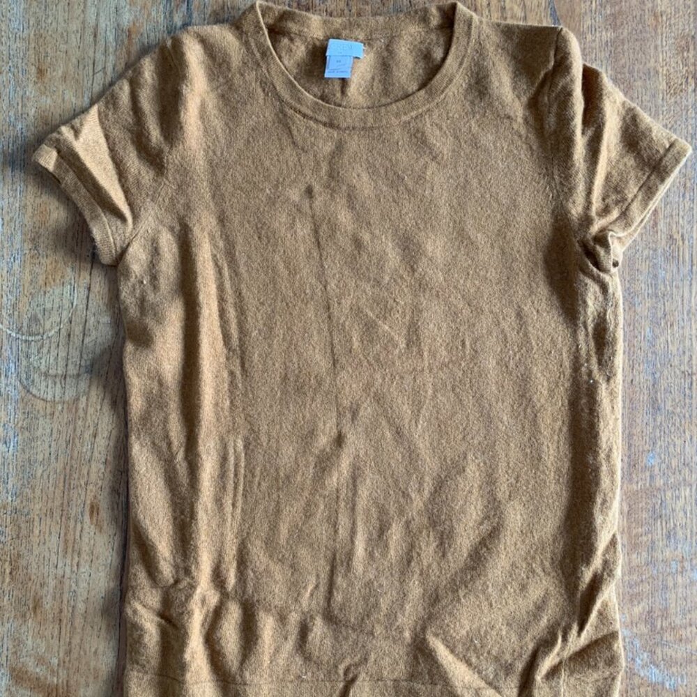 J.Crew Camel Short Sleeve Sweater Tee XS Soft Knit Crewneck